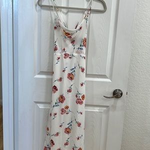 Floral white dress- cowl neck